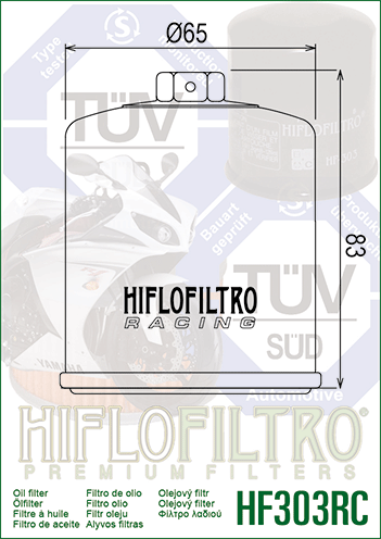 Filtro de Aceite HF303RC – HIFLOFILTRO - NINJA400. NINJA1000, ZX-10R, Z900RS, KLE650 JRF 650 Versys, EX650 Ninja 650 KRT ABS, ER-6n, ZX636